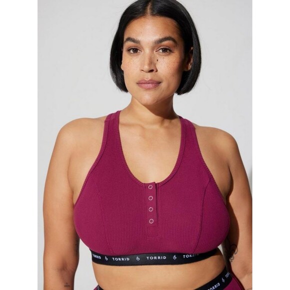 Torrid NWT 0x Lightly Lined Burgundy Rib Henley Bralette - Picture 6 of 6